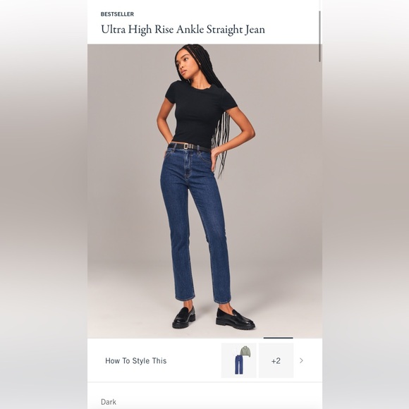 NWOT Dark Abercrombie Ultra High Rise Ankle Straight Jean 25 - Picture 11 of 11